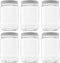6 Pack of 32 Ounce Plastic Quart Jars with 89RM Leak Proof Seal Lid, Food Grade and BPA Free (32oz, 6pk)