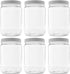 6 Pack of 32 Ounce Plastic Quart Jars with 89RM Leak Proof Seal Lid, Food Grade and BPA Free (32oz, 6pk)