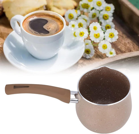 Milk Pan, 10cm Dia Nonstick Saucepan with Pour Spouts Aluminum Alloy Sauce Pan Enameled Inside Coating Small Soup Pot with Single Handle for Coffee Butter Chocolate(Brown) by YOUTHINK