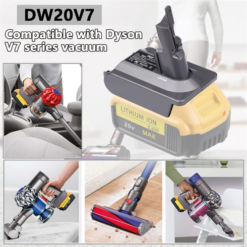 V7 Battery Adapter for Dyson V7 Vacuum Cleaner, V7 Adapter for Dewalt 20V Battery, Replace for Dyson V7 Battery, Works