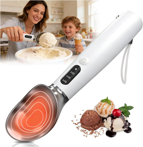 undersary Heated Ice Cream Scoop - 3-Speed Electric Warming Scooper, Rechargeable USB-C Fast