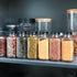Gakshzbds 15 Pack 8oz Glass Spice Jars with Grinders, Square Spice Bottles with Deeper Shaker Lids & Airtight Metal