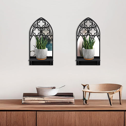 2 Set Gothic Candle Sconces Wall Decor, Arch Cathedral Frame Gothic Wall Sconce Candle Holder for Bedroom, Bathroom