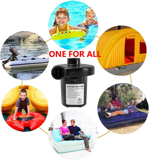 Pump(130W)) BOMPOW Electric Air Pump for Inflatables Air Mattress Pump Bed Pool Toy Raft Boat Quick Pump Black (AC