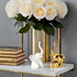 Home Decor Elephant Statues - 1 Pair of Small Decorative Accents for Living Room and Bedroom, Gold and White