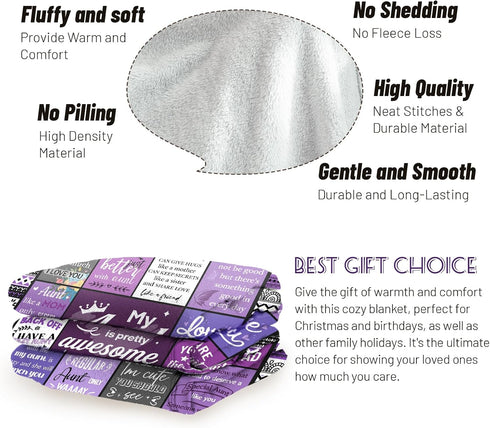 60"X50" Aunt Gifts, Auntie Gift Ideas, Gifts for Aunt from Niece/Nephew, Auntie Birthday Gift, Soft Throw Blankets