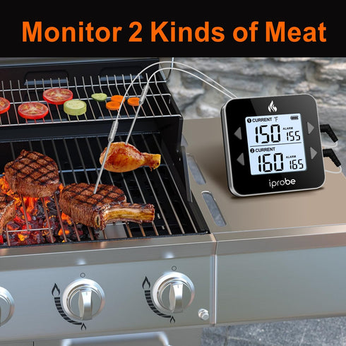 Dual Probe Rechargeable Waterproof Digital Meat Thermometer, Large LCD Cooking Thermometer for Kitchen & BBQ
