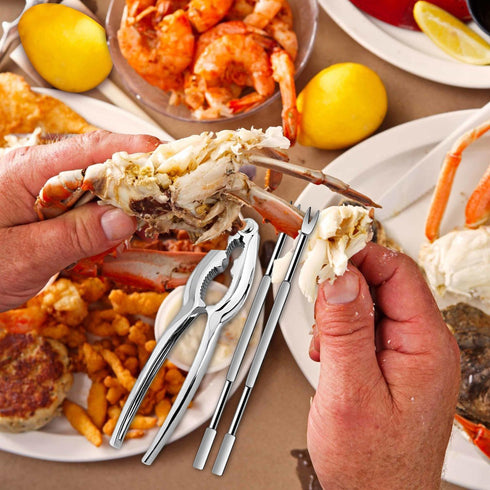7 Set, Set Pcs Lobster Crackers and Picks Crab Leg Cracker Tools, Stainless Steel Seafood Crackers & Forks Nut Cracker