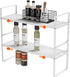 2Pack 16.5-27L Expandable Cabinet Countertop Shelf Organizer, Stackable Metal Shelves, Kitchen Organizers