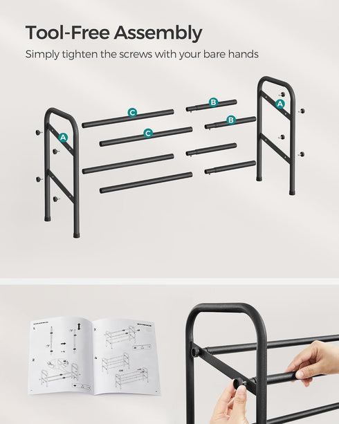 2 15 Closet, SONGMICS Expandable Shoe Rack, Tier Shoe Rack Shelf, Adjustable Shoe Organizer Storage for Pairs of Shoes
