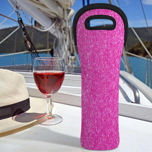 Pink Insulated Wine Carrier Tote - 1 Bottle Wine Cooler Bag with Handles for Travel