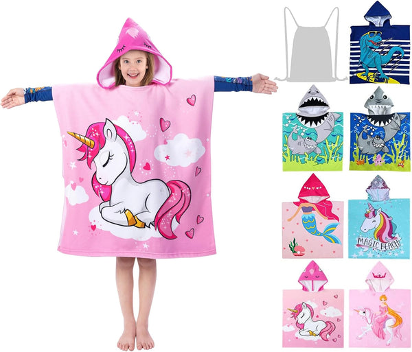 growell Hooded Kids Beach Towels - Toddler Bath Towel Girls Boys Swim