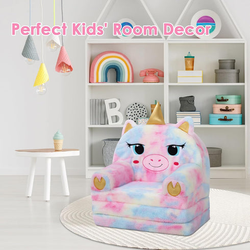 2 1 decalsweet Kids Couch Comfy Foldable Kids Sofa to Lounger in Toddler Chair Plush Baby Sleeper Chair for Playing