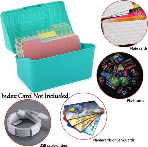 BTSKY 1 Pack 4 x 6 inch Index Card Box - Plastic Storage Organizer for Recipes, Note Cards, Flashcards, Green (Not