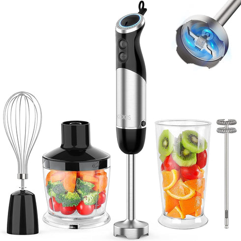 KOIOS 1000W Upgraded Immersion Blender, 12-Speed Handheld 5 in 1 Stick Blender with 304 Stainless Steel Blade, Food