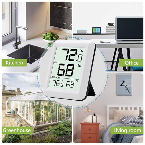 Timloon 328ft Digital Indoor Outdoor Thermometer Hygrometer Wireless Weather Station, Temperature Humidity Monitor