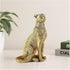 Cheetah Statue for Home Decor, 8" Resin Sitting Leopard Sculpture, Gold Desktop