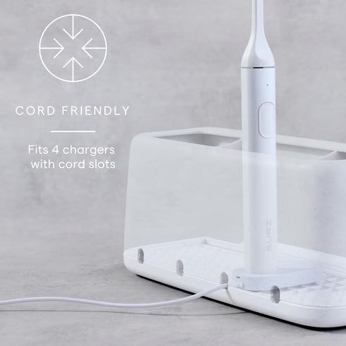 3-Slot, Counter YouCopia The Ledge Toothbrush Holder, Bathroom Vanity Organizer with Cord Slots, Removable Base