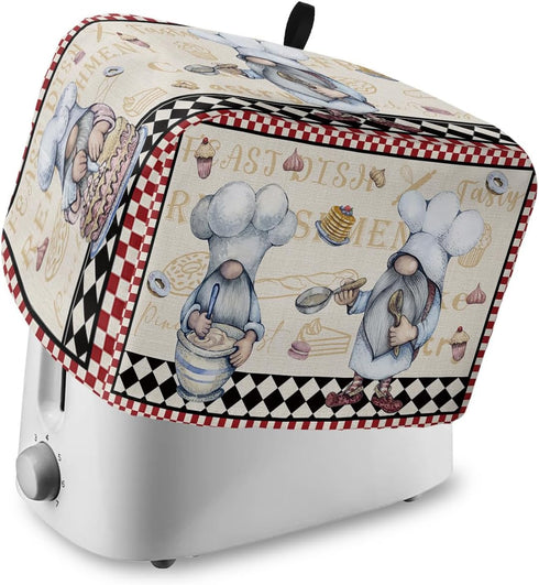 Kitchen Chef Gnomes Toaster Cover 4 Slice, Large Retro Kitchen Appliance Covers with Loop