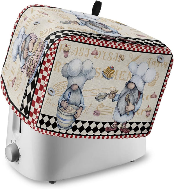 Kitchen Chef Gnomes Toaster Cover 4 Slice, Large Retro Kitchen Appliance Covers with Loop