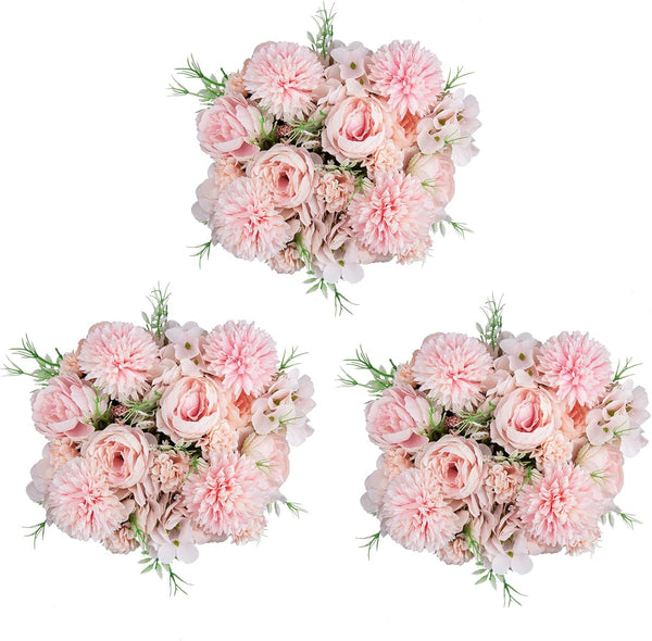 6 Pack Artificial Flowers, Faux Peony Silk Hydrangea for Wedding Decoration (Pink)