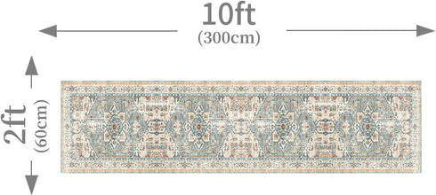 2x10 Enkor Runner Rugs for Hallway, Washable Soft Boho Non Slip Floor Rugs for Kitchen, Modern Mat for Living Room