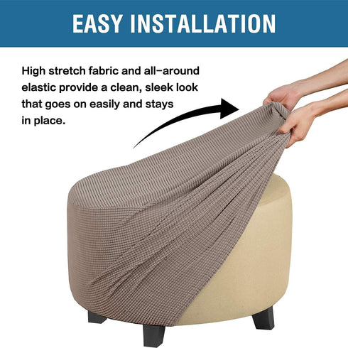ADPON Ottoman Cover Stretch Ottoman Slipcover Round Ottoman Storage Cover Folding Stool Covers Furniture Protector