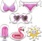 LILIAO Summer Beach Cookie Cutter Set - 6 Piece - Stainless Steel Sun, Flamingo Float, Popsicle, Heart Sunglasses,