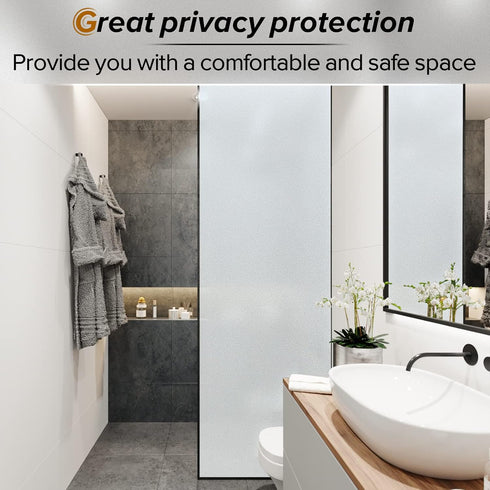 rabbitgoo Privacy Window Film - Frosted Glass Clings, Static Cling Heat Blocking Door Stickers for Home, 11.8" x 78.7"