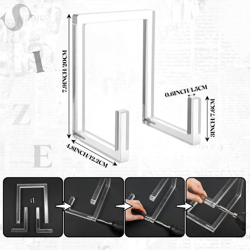 2 Pcs Acrylic Plate Stand Clear Easel Stand for Display 8 Inch Acrylic Photo Frame Bowl Stands Holder Tall Clear Vinyl Record Storage Decorative Plate for Photo Book Plates