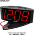 Sharp Home LED Digital Alarm Clock - Midnight Black with Red LED, Big Green Digit Display, Swivel Base, Outlet Powered