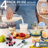4 Pack 20 oz (4 Set 20 oz) On The Go Cereal Yogurt Cups with Lids and Spoon, Reusable Parfait Plastic Milk Breakfast