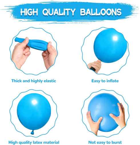 134Pcs 5 10 12 18 Inch Light Blue Balloons Different Sizes Light Blue Balloon Garland Arch Kit, Blue Latex Balloons