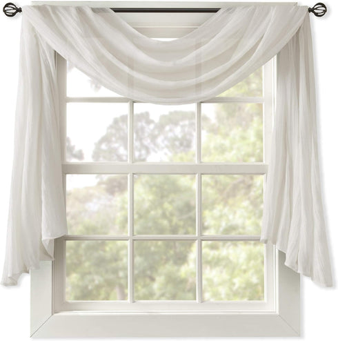 Madison Park Harper Sheer Curtain for Living Room, Lightweight Window Treatment 42" x 144", White