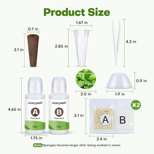 166PCS 600ml 40 40 40 40 1 Ahopegarden Hydroponic Pods Herb Kit: Grow Anything Kit With A&B Plant Food, Grow Sponges