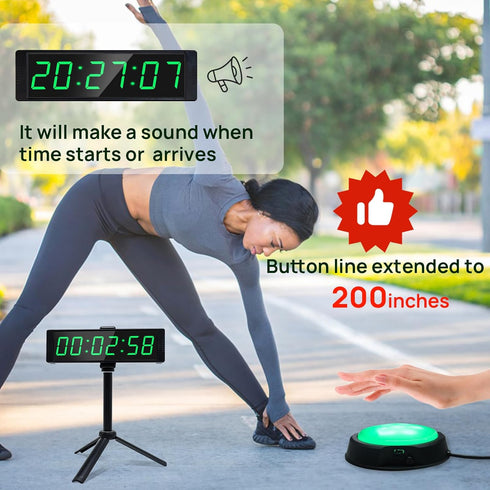 Countdown 12/24H YZ Gym Timer Clock for Home Gym, Fitness Timer with Stopwatch Button, Large Digital Stopwatch Clock