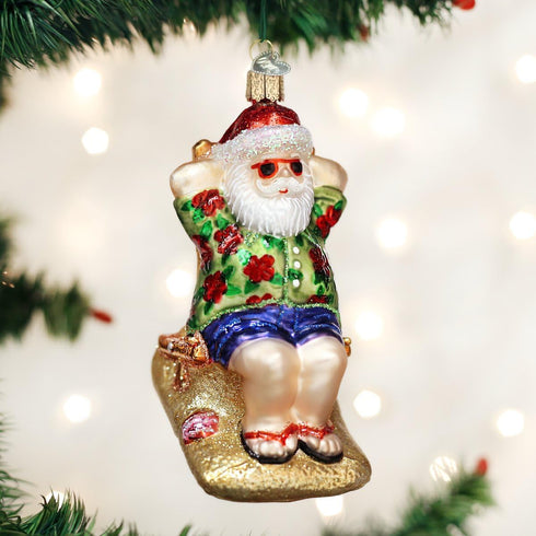 Old World Christmas Ornaments Sunning Santa Glass Blown Ornaments for Christmas Tree