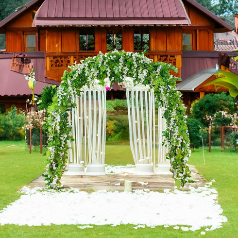 Mavee Artificial Wisteria Vine Garland Hanging Decor - 28.8ft Silk Flowers with Ivy Leaves for Wedding, Home Floral