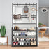 8 Closet 4 Shoe Rack Shoe Storage Shelf Freestanding with Hooks for Entryway Bedroom Tier, Black