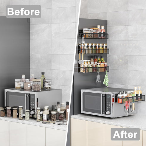 Aufworld 5 Pack 8-Hook 8 Magnetic Spice Rack for Refrigerator, Magnetic Shelf, Moveable Magnetic Fridge Organizer