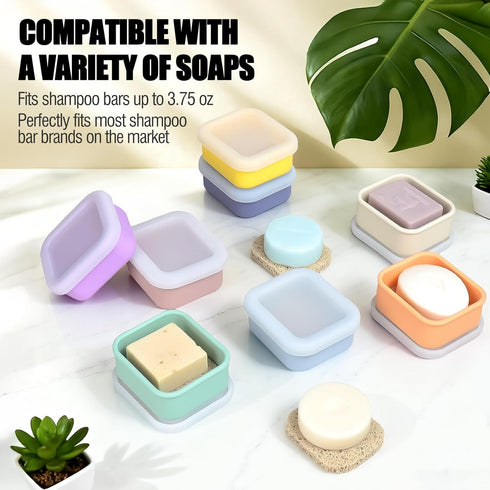 2 Pack OTHIX Leakproof Silicone Travel Soap Case, Small Bar Soap Holder Container with Drainage Layer & Mini Portable