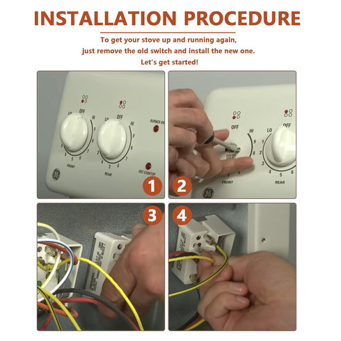 WB24T10029 Surface Burner Control Switch Replacement for GE Electric Ranges, Beige 6 Inch Infinite Switch