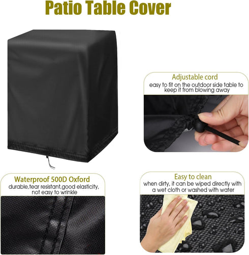 Set 2, -20"W 12"D 23.6"H End Tables Cover for FROMJBEST Black End Table of Dust-proof Side Table Covers for Living Room