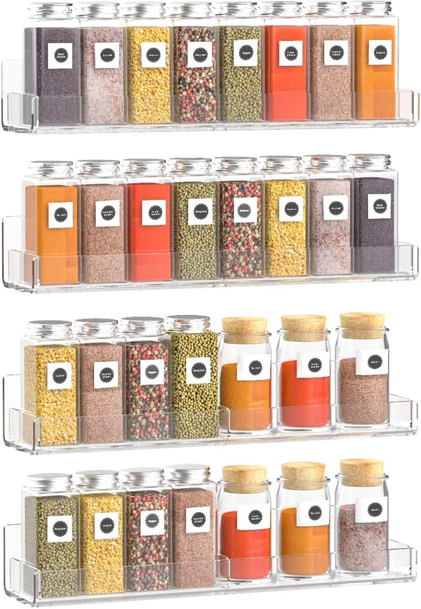 Sezanrpt Acrylic Wall Spice Rack Organizer, Seasoning Rack Shelf Organizer, Clear Wall