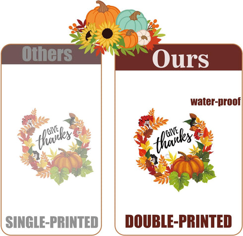 Thanksgiving Fall Window Clings Decorations, 10 Sheets Double Sided Stickers for Kids Home Office Classroom