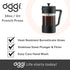 Oggi Borosilicate Glass French Press Coffee Maker, 34oz - 8 Cup Capacity, Stainless Steel Lid & Plunger