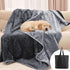 50" 60", 3-Layer Tisancy Love Waterproof Bed Blanket - Throw Size, x Dark & Light Gray, Flannel with Storage Bag