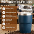 8 oz 18/8 (Black-2 Pack) Zenbo Stackable Espresso/Coffee Cups with Magnetic Lid, Ceramic-Lined Stainless Steel Mini