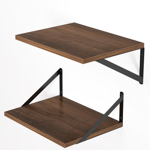 Heimlove 12 Inch 16W 12D Set 2, Deep Floating Shelves for Wall, x Wood Wall Shelves of Walnut Wide Floating Bookshelf
