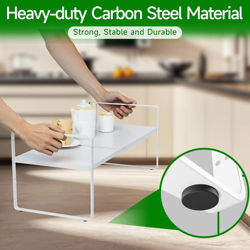 LOCVCDA Countertop Expandable Cabinet Organizer Shelf, Adjustable Height Organizer Riser for Kitchen Cabinet Spice Rack